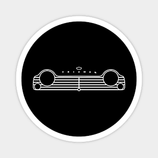 Triumph TR4A classic British roadster sports car minimalist front outline graphic (white) Magnet